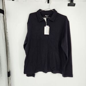 The Commons Men's XL Black Tonal Texture Fleece 1/4 Zip Polo NWT